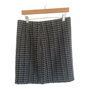 Ann Taylor Women's Black & White Plaid Tweed Straight Mini Skirt Size 8
